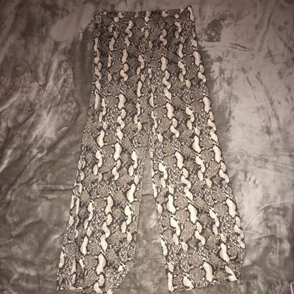 Snakeskin flares pants